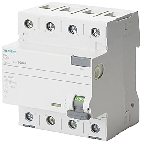 Siemens Disjoncteur différentiel 70 Clase de A 4 modules 4 pôles 40 A 30 mA