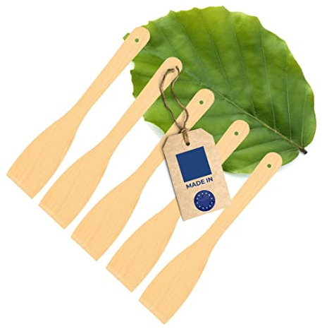 5X HOFMEISTER® Set de spatules en bois de hêtre, spatule en bois pratique comme aide de cuisine, 30 cm de long