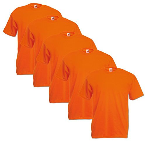 Fruit of the Loom Original T Rundhals T-Shirt F140 5er Pack- Gr. XXL, Orange