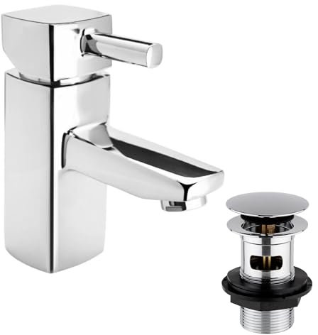 ENKI BBT0073 Basin Sink Mono Mixer Taps Bathroom Slotted Pop Up Waste Stella