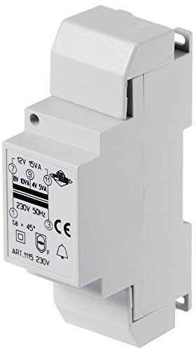 FEB 1115 Trasformatore per Campanello 12 Vac, 15 VA, W, 230 V, Grigio Chiaro