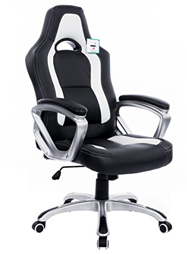 Cherry Tree Furniture Designed Gaming Chair Racing Sport Style Swivel Office Chair Computer Desk Chair in Black White Color