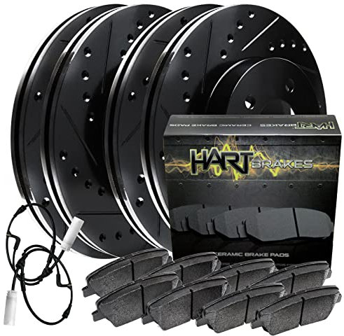 Hart Brakes Front Rear Brakes and Rotors Kit |Front Rear Brake Pads| Brake Rotors and Pads| Ceramic Brake Pads and Rotors |fits 2010-2013 Jaguar XK, 2010-2015 Jaguar XF, 2010-2015 Jaguar XJ