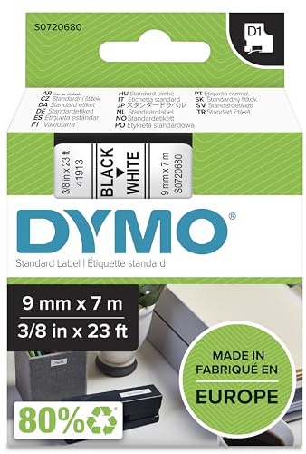 NWL D1 Schriftband 9mm/7m 40913 schwarz auf weiß Schriftband 5411313409131