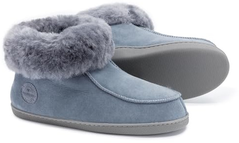 Vanuba Handgemacht Lammfell Hausschuhe Herren Winter - Warme Hausschuhe Herren - Kuschel Hausschuhe Herren - Pantoffeln Herren - Hausschuhe Herren Geschlossen - Hüttenschuhe Herren