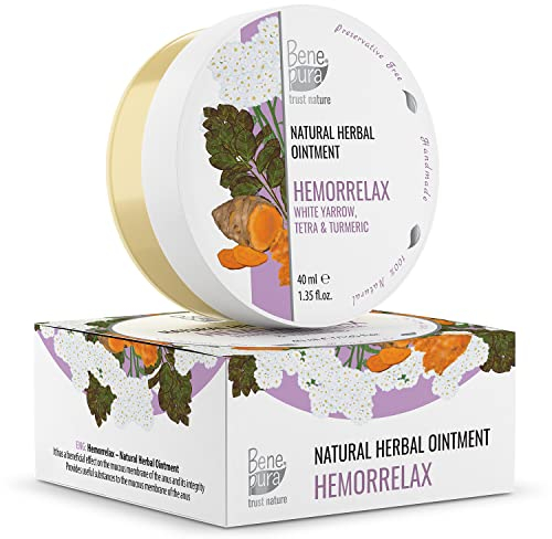 BenePura Hemorrelax Hämorrhoiden Salbe, Natürliche Salbe gegen Brennen, Juckreiz und Beschwerden mit Weißer Schafgarbe, Sumach und Kurkuma, 40 ml