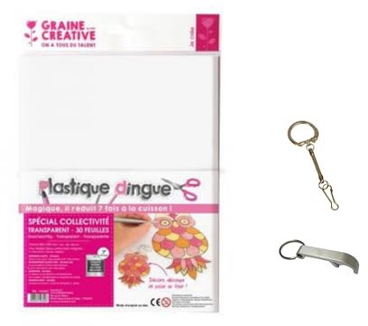 Lot Plastique Dingue 30 Feuilles + 30 Porte Clefs + 1 Decap Blumie (30 F + 30 p. clefs)