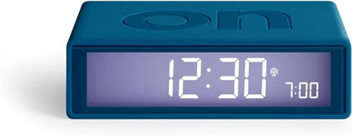 Lexon Flip+ réveil Matin Lumineux, réversible avec Faces on Off et Fonction Snooze, à écran LCD et Lumière Tactile, Radio controllé, en Gomme - Bleu Canard