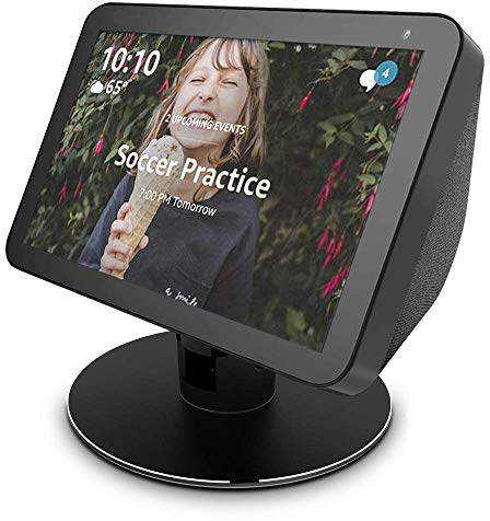 Echo Show 8 Adjustable Aluminum Swivel Stand, eight rare-earth magnets on the top stand for Amazon Echo Show 8, Horizontal 360 Rotation Longitudinal Angle Change Base Black ES012-01