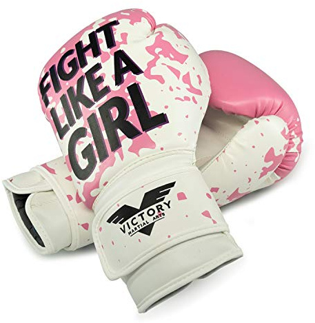 Victory Martial Arts Women's Cardio Kickboxing Boxing Gloves/Punching Bag Gloves (8 oz, Fight Girl)