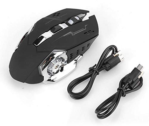 Oumij1 Souris sans Fil, Souris USB de Charge,Souris de Jeu, Eclairage Silencieux, Accessoires pour Ordinateur Portable 10 Mètres(Kostenlose Wolf X8 Black Silent Edition)