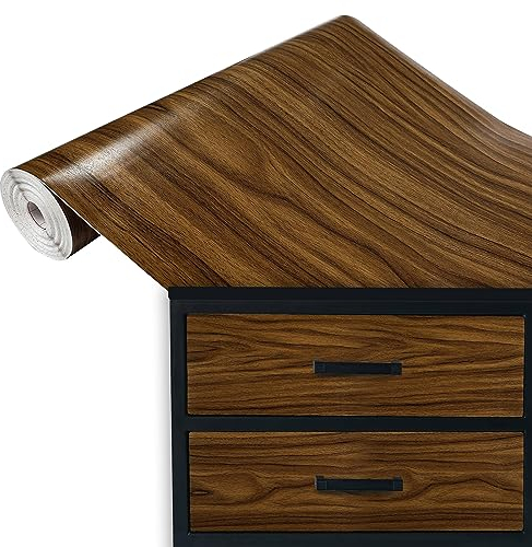 DecoMeister Vinilo Adhesivo Para Muebles Imitación de Madera de Nogal Matiz Medio Papel Autoadhesivo Lámina Para Pared Cocina Puertas En Rollo Para Forrar Aspecto Madera 67,5 x 100 cm Por Metros