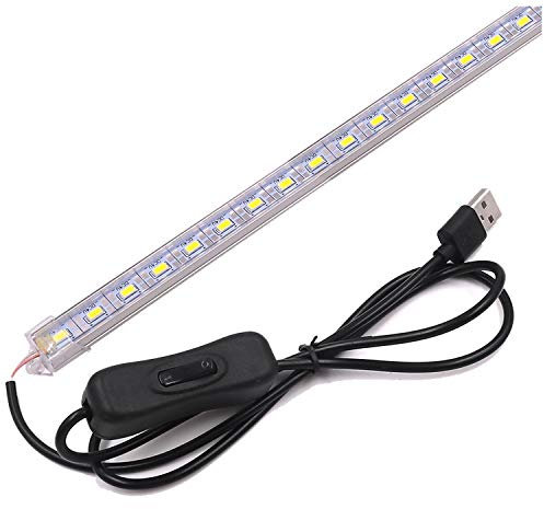 XUNATA 5V USB LED Tira de luz rígida con interruptor, Cocina debajo del gabinete Dormitorio Luz de noche (35cm (Cubierta Lechosa), Blanco Natural (4000-5000K))