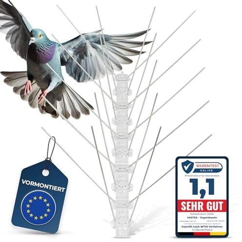 Vastra Ultimativ 6m Vogelabwehr [VORMONTIERT] - Rostfrei Taubenabwehr Spikes | Wetterbeständig Taubenabwehr Balkon, Fenster, Gärten, Sichtschutz | Vogelschreck Vogelabwehr Spikes | Krähe Taubenschreck