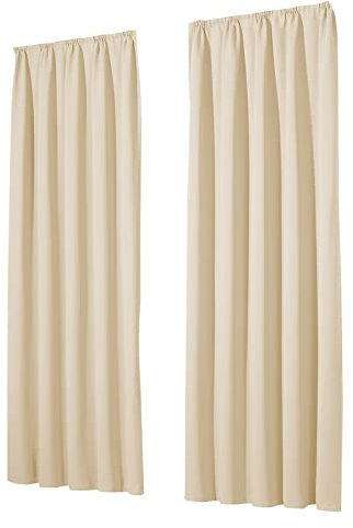 heimtexland Vorhang Blickdicht Thermovorhang Verdunklungsvorhänge 2er Set Kräuselband Deko Gardine isolierend Kälteschutz Sonnenschutz Schalldämmung Oekotex Typ139 Creme Natur HxB 145x135 cm