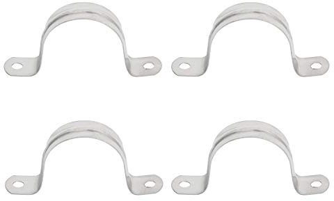 Aopin 50mm Rigid Pipe Strap Clamp 2 Holes Strap U Bracket Tube Strap Tension Clips 201 Stainless Steel, for Pipe Fixing, Silver, 4Pcs