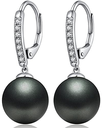Perlen Ohrringe Perlenohrringe Hängend Weiß Silber Hängend Ohrringe Kunstperle Schwarz Weißgold Silber Pearl Earrings Diamant