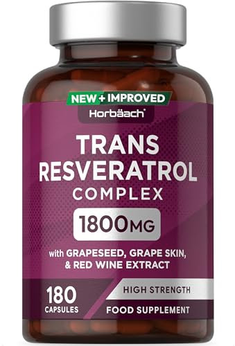 Resveratrol Supplement 1800mg | 180 Capsules | Trans Resveratrol Complex with Grapeseed, Grape Skin, Red Wine Extract and Blueberry | Source of Polyphenols | by Horbaach