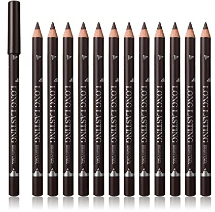 SUMEITANG Eye Brow Pencil Set, 12 Pcs Dark Brown Eyebrow Pencils for Women