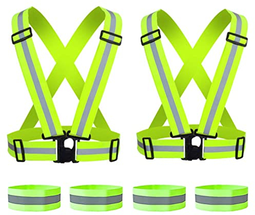WORK IDEA 2er Pack Warnschutzweste, Reflektierende Weste Zertifikat, Verstellbare Weste für Fahrrad, Laufen, Wandern oder Outdoor