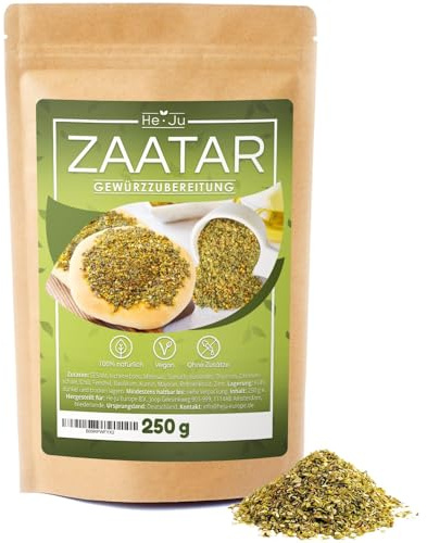 He-Ju Zaatar Gewürz Zubereitung 250 g, vegan, glutenfrei, ohne Zuckerzusatz | Zaatar vegan, glutenfrei, ohne Zuckerzusatz