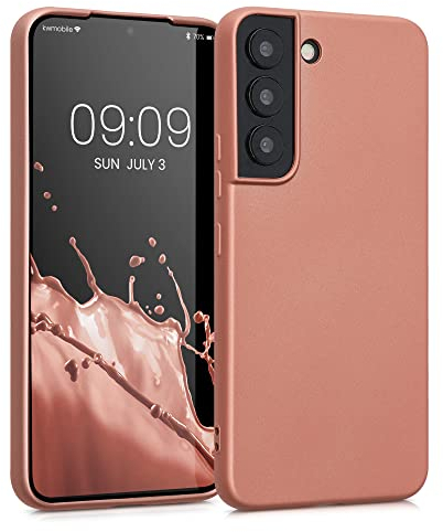 kwmobile Case kompatibel mit Samsung Galaxy S22 Hülle - Schutzhülle aus Silikon metallisch schimmernd - Handyhülle Metallic Bronze