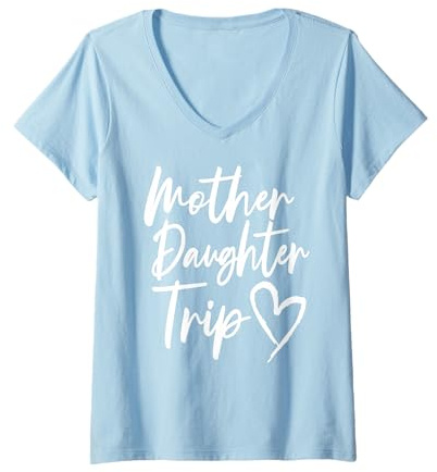 Damen Mutter Tochter Reise Urlaub Mutter Tochter Reise T-Shirt mit V-Ausschnitt