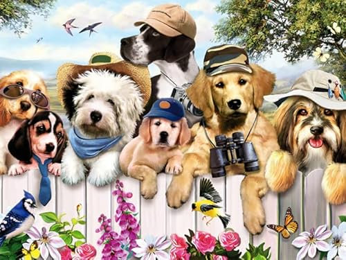 Pavemlo 5D Diamond Painting Completo Kits Perro Vallado, DIY Kit de Pintura de Diamante Arte Animales, Completo Bordado Punto de Cruz Stitch Pedrería Pintura Manualidades para Decoración 30x40cm