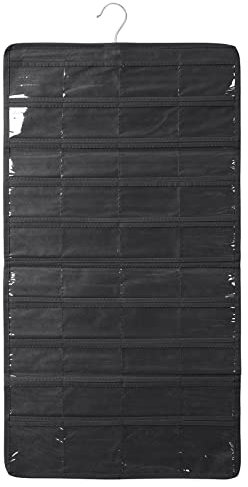 SAVORLIVING Hängender Schmuck-Organizer, Kleiderschrank Schmuckaufbewahrung Doppelseitig, Faltbare Aufhängen Schmucktasche, 80 Taschen Aufbewahrungstasche für Halsketten, Ohrringe Zubehör (Schwarz)