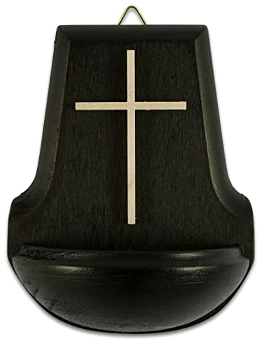 Holz-Weihkessel mit Motiv Kreuz Ahorn, dunkel
