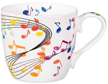 tea4chill Könitz Kaffeetasse Flying Notes. Teetasse 425ml, Fine Bone China Porzellan. Design modern, bunt, lustig