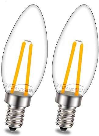 Ruiandsion E12 LED Ampoule 220V AC Blanc Chaud 2SMD LED Chips Remplacement pour Bougies Plafonnier Lumière Décorative (Pack de 2)