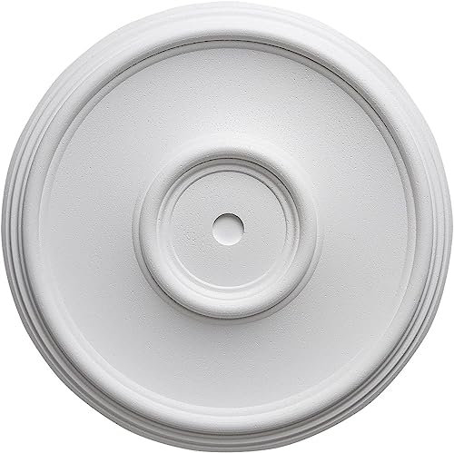 Rosone Lampadario Soffitto MASTERBRICO - Rosoni in Polistirolo Decorativi per Soffitto e Pareti, Rosone Elegante per Lampadari, Leggero e Facile da Applicare con Colla Inclusa (35 cm - A001)