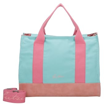 Fritzi Canvas Tote Bag Uni Shopper Damen Handtasche 29,5 x 40 x 14 cm – Schwarz, Rosa, Orange, Light Purple, Mint-Salbei, Blau, Pink, Gruen, Lila, Mint-Pastell, Braun, Rosa, Beige, Gelb