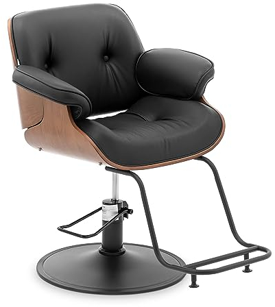 Physa Filey Black Friseurstuhl mit Fußstütze 470-570 mm 200 kg um 360° drehbar Schwarz Barberstuhl Friseursessel höhenverstellbar