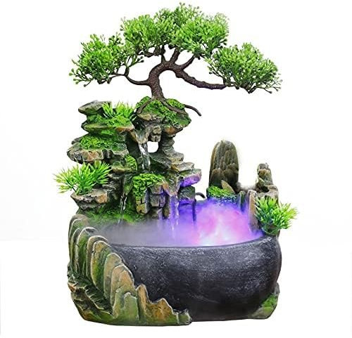 Fuente Jardin Exterior Grande Cascada de Agua Fuente de Escritorio Fortune Company Oficina Ornamento de Escritorio Cascada de Escritorio Fuente de Cascada