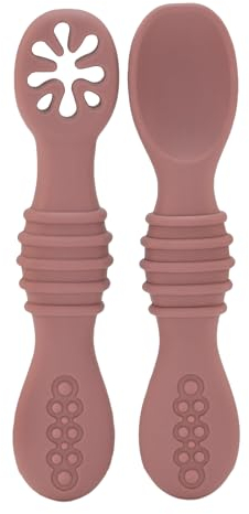 BABYZOCO PreCucharas bebe, Cucharas bebe, Cucharas BLW, Cubiertos de iniciación, Set de cucharas Aprendizaje bebe, Antibacteriana, Ergonómicos, Desde 0 meses hasta 18 meses, Silicona, Rosa Pastel