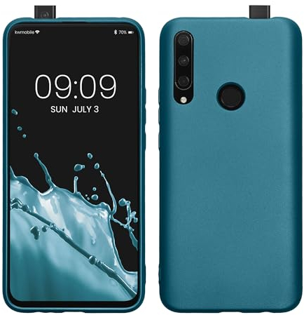 kwmobile Case kompatibel mit Honor 9X (EU-Version) Hülle - Schutzhülle aus Silikon metallisch schimmernd - Handyhülle Metallic Karibikblau