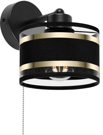 alfalux Wandleuchte Innen Wandlampe Mit Schnur-Zugschalter LED Lampe Aus Metall Für Wohnzimmer Schlafzimmer Kinderzimmer Treppenhaus Wandlampen Wandleuchten SHWAND-TI-1010SC-SC