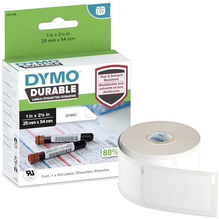 DYMO LabelWriter Lot de 500 étiquettes de laboratoire et médicales durables 25 mm x 54 mm