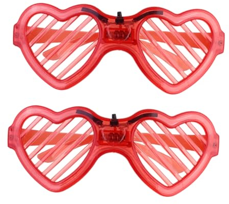HOMSFOU 2 Stück Zubehör Leuchtende Gläser Liebesherz Brille Rote Brille Leuchtet Im Dunkeln Partyzubehör Leuchtende Gläser Herz Sonnenbrille Leuchtende Party Brille