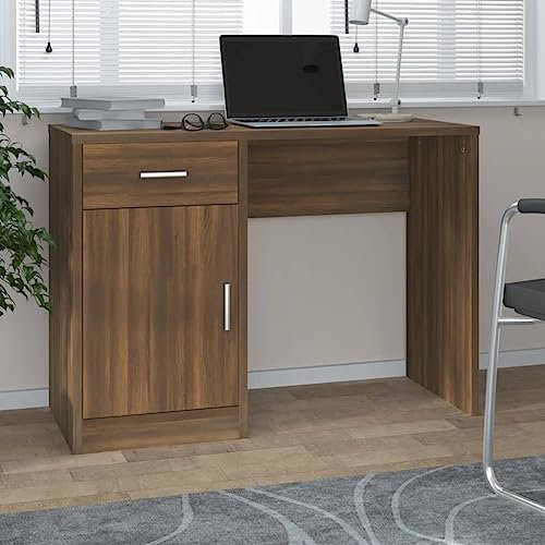 CKioict Schreibtisch mit Stauraum Braun EichenOptik Bürotisch Gaming Schreibtisch computertisch Geeignet für Büros, Wohnungen, leerstehende Räume100x40x73 cm