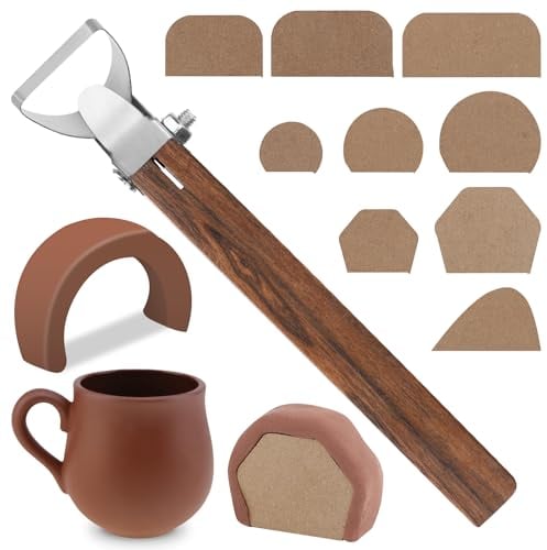 10pcs Pottery Handle Making Tool, Cup Handle Shape Tool Pottery Carving Cutter Sculpture Scraper Pottery Trimming Tools Pottery Clay Sculpting Tools Mold Ceramic Utensil for Teacup Mug Vase Craft