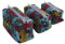 Lot de 3 trousses de toilette indiennes noires multicolores faites à la main en coton matelassé avec fermeture éclair, Blanc, rose, bleu, Motif floral