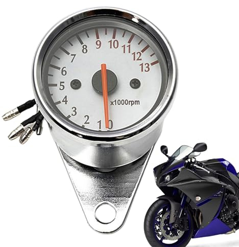 Aznever Tachometeranzeige, Motorrad-Tachometer - Metall-Vintage-Motorrad-Cluster-Zeigertyp, LED-hinterleuchtetes Display | Genauer Fahrrad-Kilometerzähler, Motorrad-Kilometerzähler