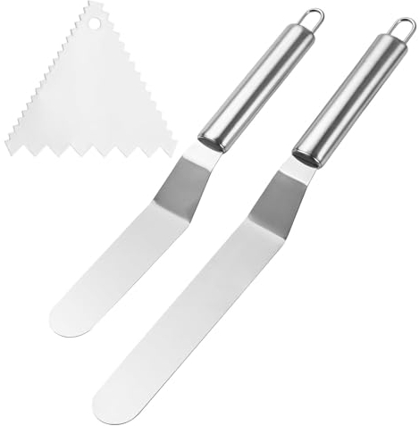 Tavolozza angolare 3 pezzi Spatola per torta, paletta angolare per torta, robusta e durevole, per crema al burro con spatola per tagliare facilmente torte