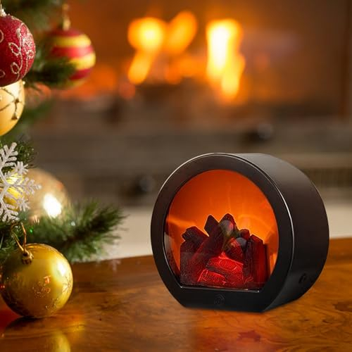 Mini linterna de chimenea, luz decorativa de chimenea eléctrica de chimenea eléctrica sin envejecimiento, lámpara de chimenea de linterna USB operada por batería para decoración del hogar adorno de N