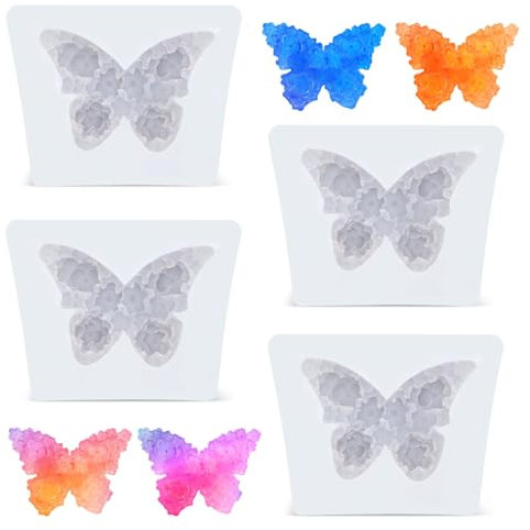 4uds Moldes de Silicona de Mariposa, Creativo Molde de Chocolate de Mariposa Versátil Molde Mariposa Fondant Molde Mariposa Tarta para Hacer Velas Yeso Arcilla Jabón de Goma