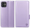 CASBST for iPhone 12 / iPhone 12 Pro Case, Kickstand Flip Leather Wallet Book Case with Card Slots Shockproof Magnetic Closure Protective Phone Case Compatible with iPhone 12/12 Pro - Light Purple