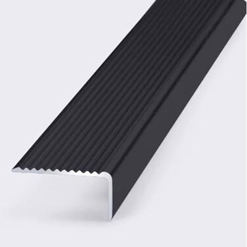 Aluminium-Boden-Übergangsstreifen, rutschfest, L-förmiger Eckschutz, Kantenschutz für Stufen, Kantenschutz und Verbindung von Bodenlücken (110 cm)